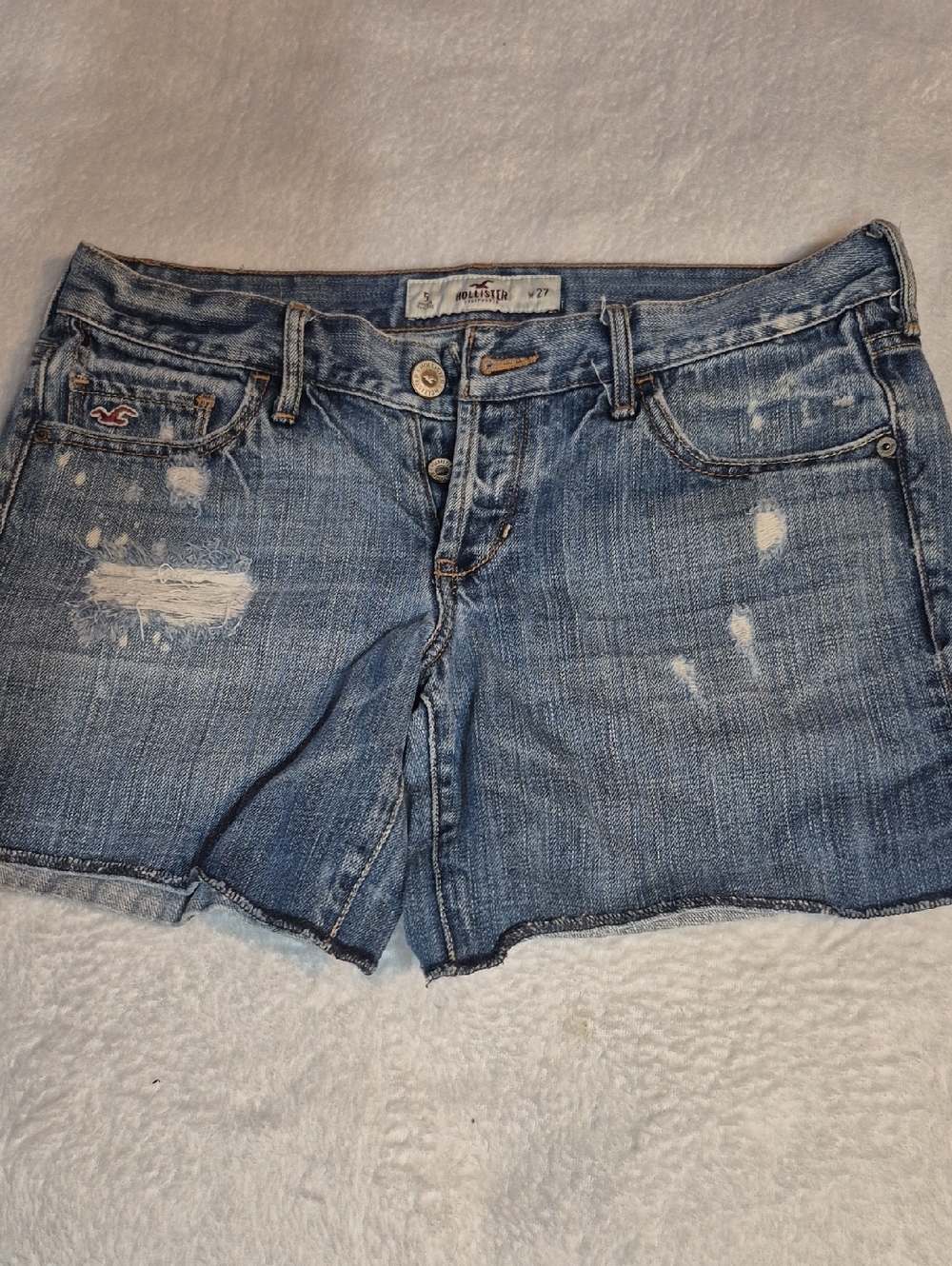 Hollister Women’s Distressed Denim Shorts - Blue Sz. 5